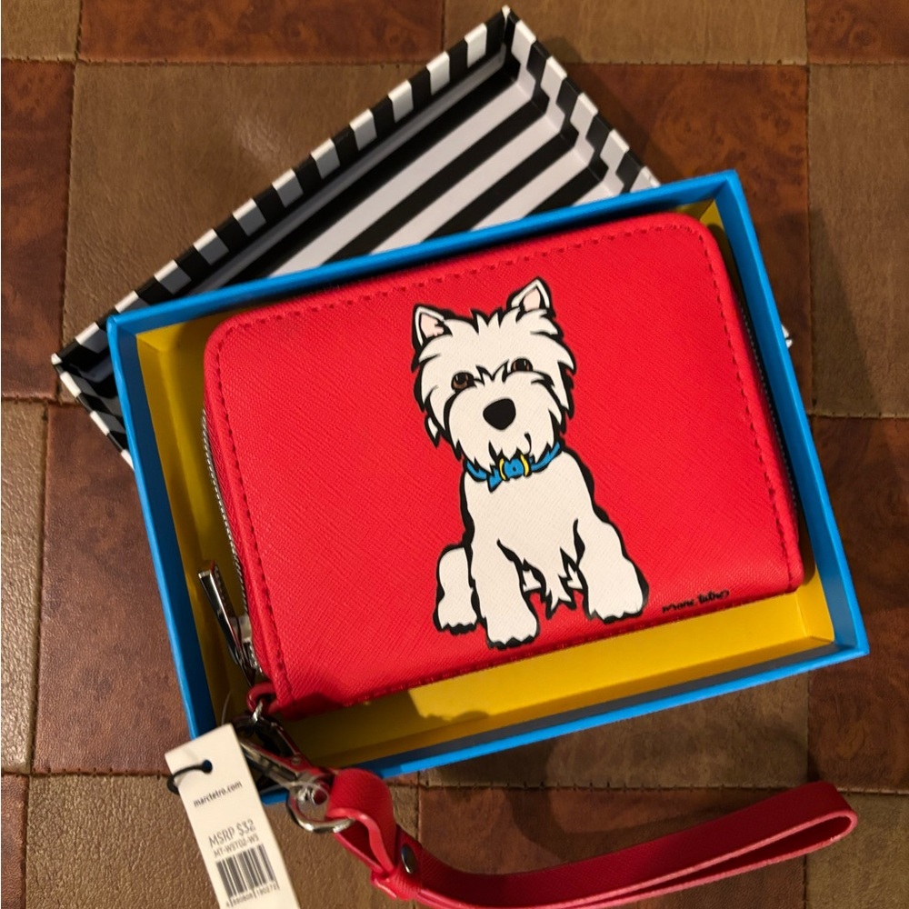 Marc Tetro Westie Dog Print Wristlet Wallet